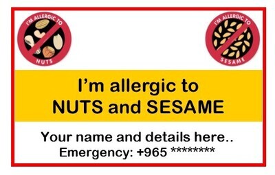 Allergy Tag (NUTS and SESAME)