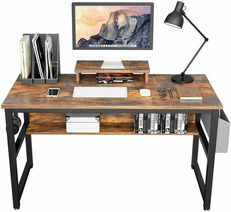 Computer Desk, Industrial Writing Desk with Storage Bag, 47 Inch Computer PC Laptop Desk