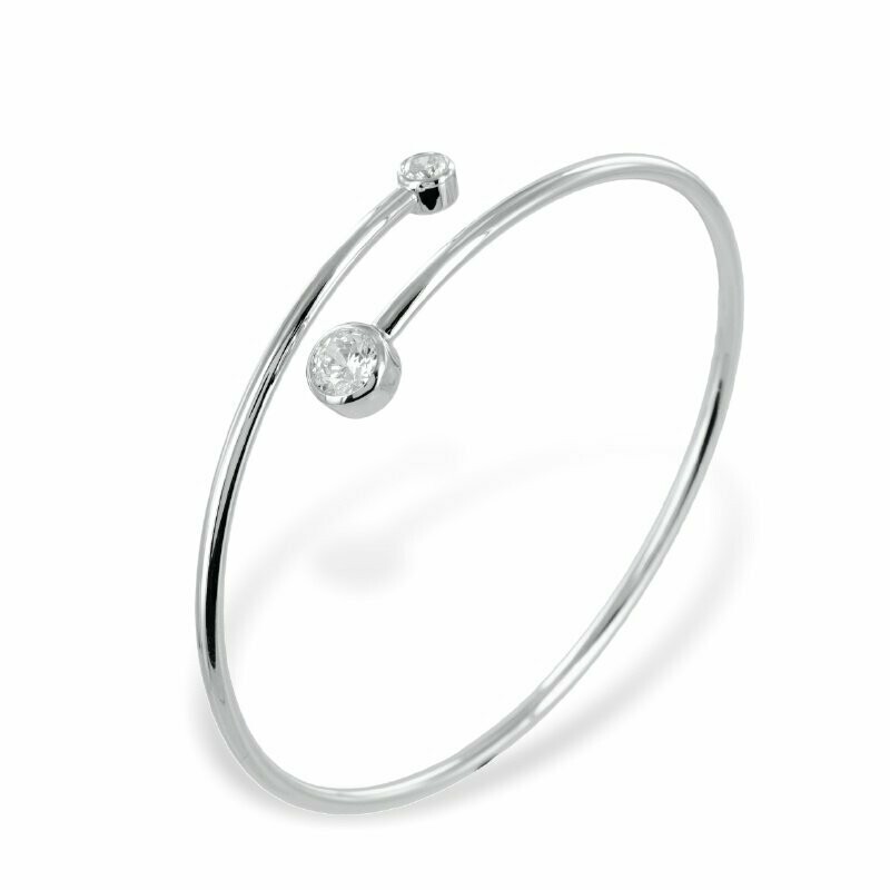 Silber Armspange mit 2 Zirkonia