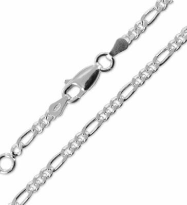 Fußkette Figaro Muster in 925 Silber 22/24cm