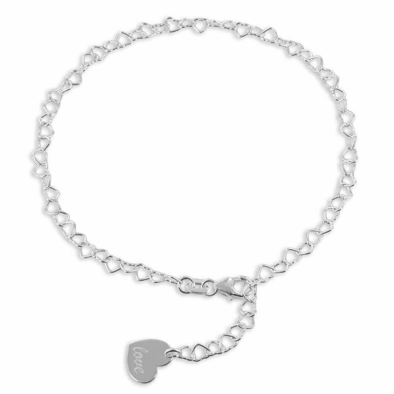 Herzchen Fußkette in 925 Silber