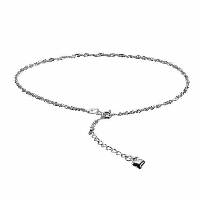 XXL Fußkette Silber mit Herz Anhänger 29cm