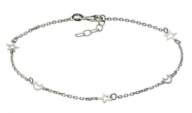 Silber Fußkette Mond und Sterne Zwischenteile Silber Fußkette Mond und Sterne Zwischenteile