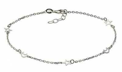 Silber Fußkette Mond und Sterne Zwischenteile Silber Fußkette Mond und Sterne Zwischenteile