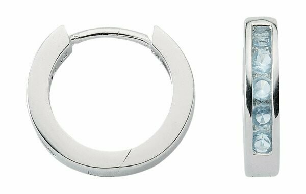 Silber Creolen mit blauen Zirkonia 2,9mm breit