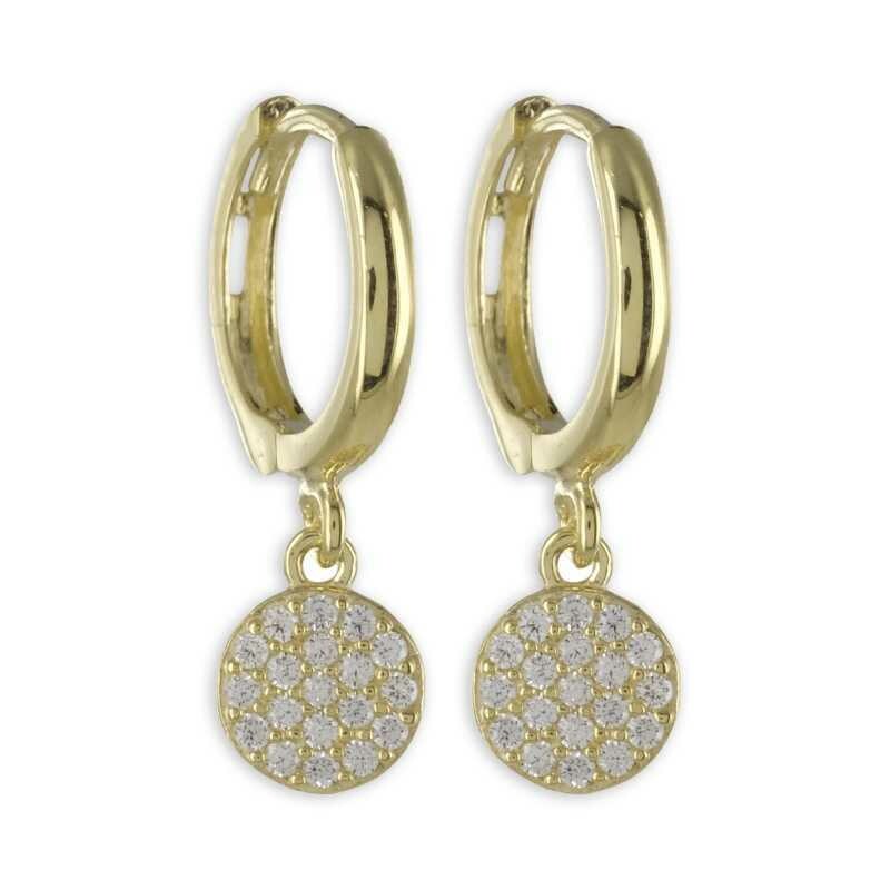 Gold Creole mit runden Zirkonia  Anhänger