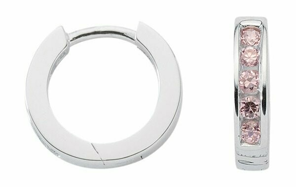 Silber Klapp Creolen mit pink Zirkonia Silber Klapp Creolen mit pink Zirkonia