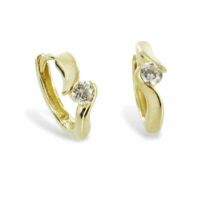 Gold Creole mit Zirkonia teilweise mattiert