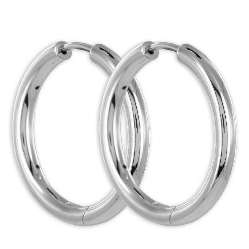 Silber Klapp Creolen 3 mm breit
