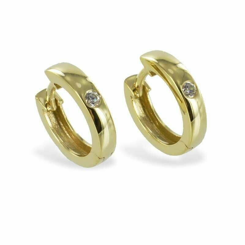 Gold Klappcreole mit zentralen Zirkonia