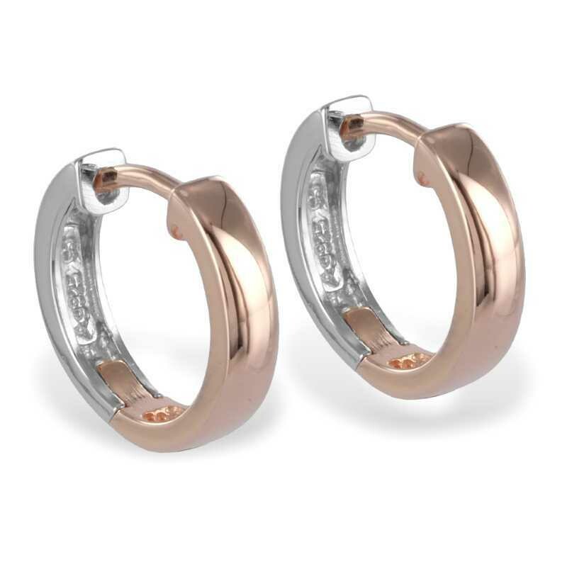 Silber Klappcreole zur Hälfte rosé verg. 3,2 mm breit