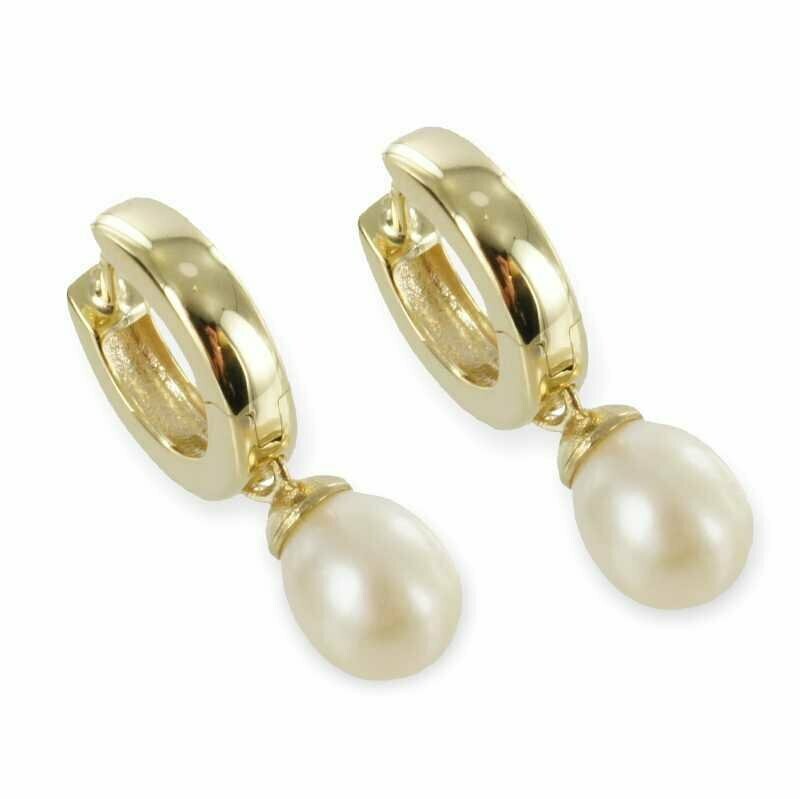 333 Gold Creole mit Perlenbehang Ø 13 x 3 mm