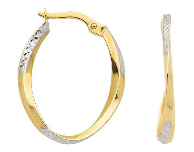 Ovale Gold Creole gedrehtes bicolor Design