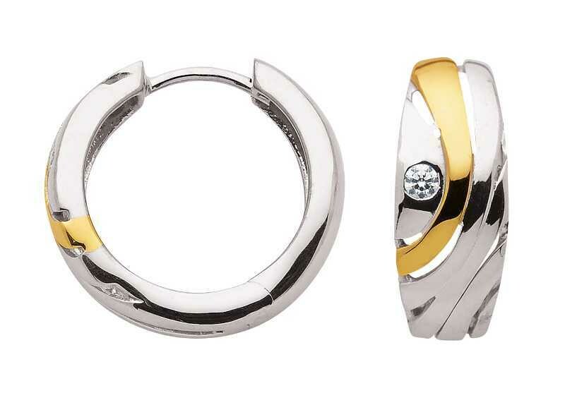 Klappcreolen in 925 Silber 6,5mm breit mit Zirkonia