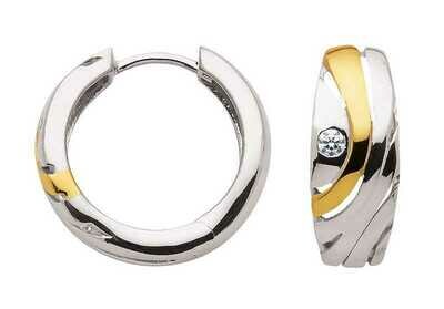 Klappcreolen in 925 Silber 6,5mm breit mit Zirkonia