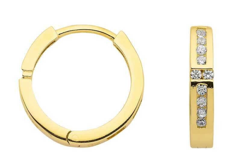 333 Gold Klapp Creole mit zartem Zirkonia Besatz