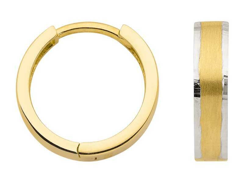 333 Gold Klapp Creolen bicolor ohne Stein