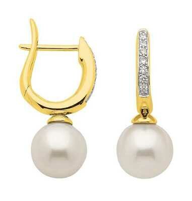 Perlen Brillant Ohrringe aus hochwertigen 585 Gold