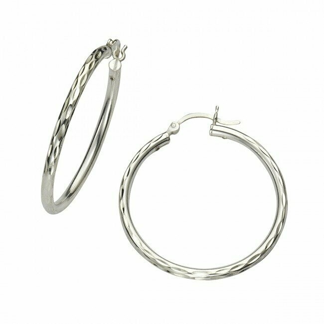 925 Silber Creolen mit Klapp Bügelverschluß, Durchmesser: 25 mm