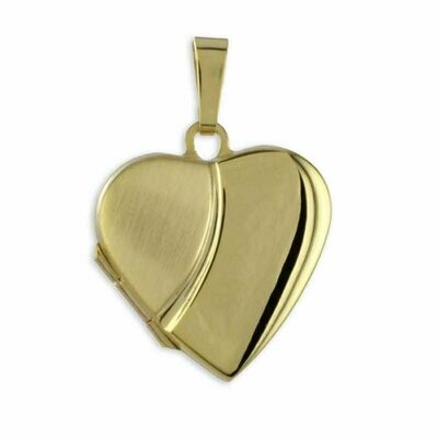 Herz Medaillon in Gold und matt / glänzenden Design