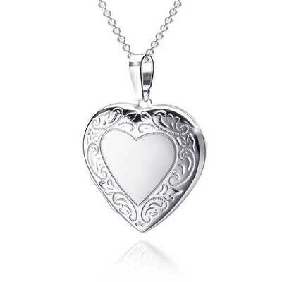 Herz Medaillon 925 Silber mit Gravur 18x17 mm