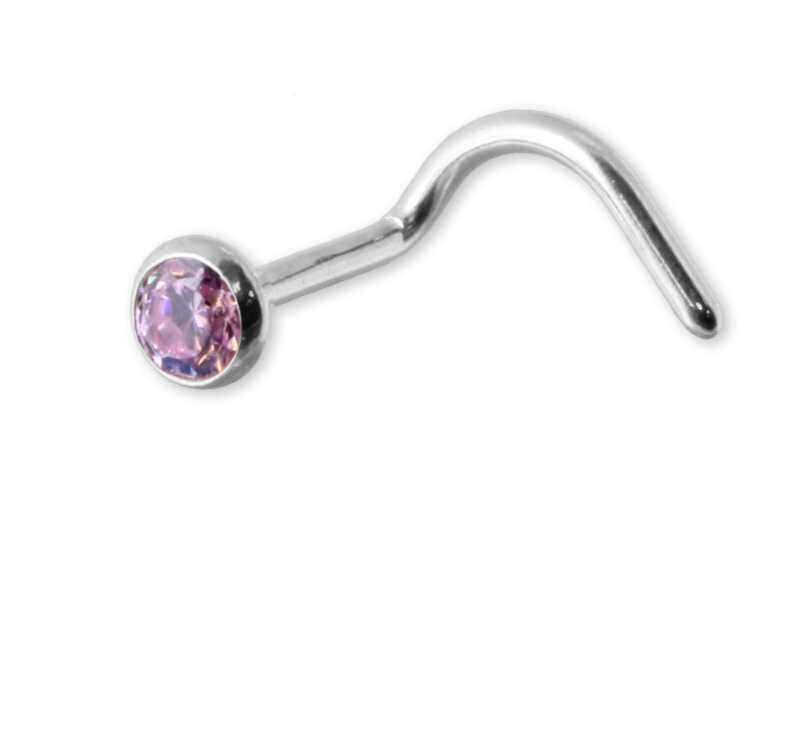 Silber Nasenstecker mit farbigen 2,5 mm Zirkonia