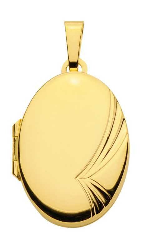 333 Gold Medallion oval poliert mit modernen Muster