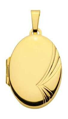 333 Gold Medallion oval poliert mit modernen Muster