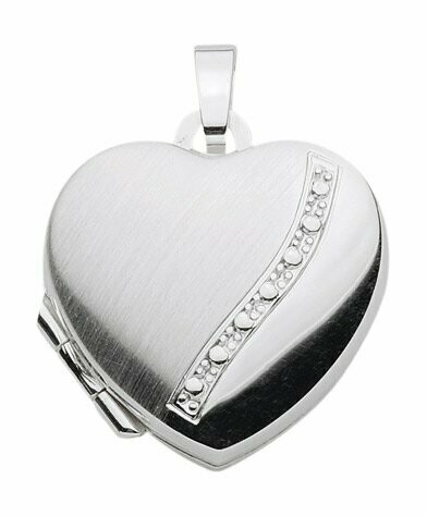 925 Silber Medallion in Herzform teilmattiert und glänzend