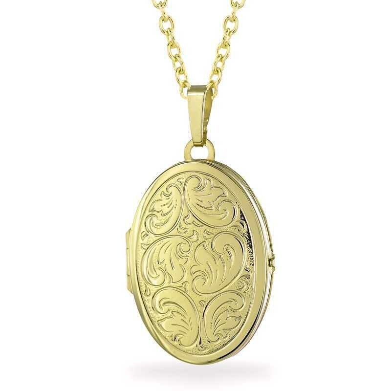Ovales Silber Medaillon mit Muster 38 mm groß vergoldet Ovales Silber Medaillon mit Muster 38 mm groß vergoldet