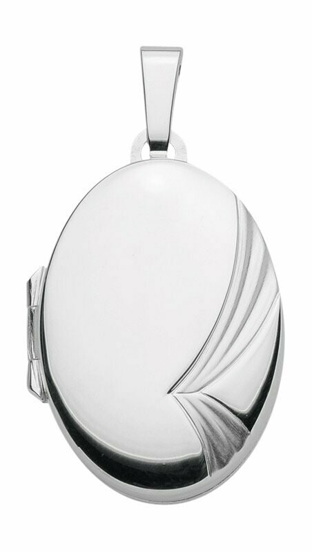 Ovales 925 Silber Medaillon 3 cm groß mit Muster