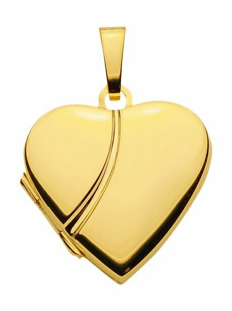 Gold Herz Medallion glänzend poliert 2,7 cm groß