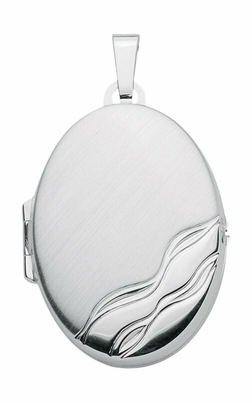 großes Silber Medallion ovales Design mit Wellenmuster