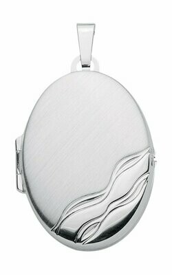 großes Silber Medallion ovales Design mit Wellenmuster