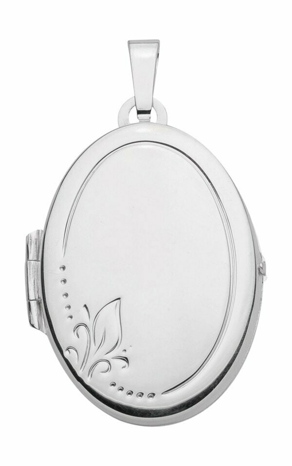 925 Silber Medallion oval mit Blüten Gravur
