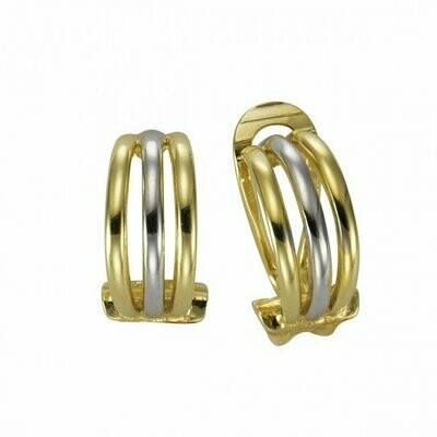 Gold Ohrclips 7,3 mm breit bicolor in 333 Gold