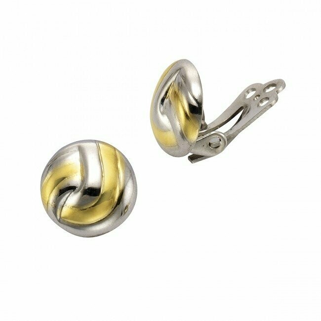 Runder Ohrclip Bicolor 925 Silber teilvergoldet