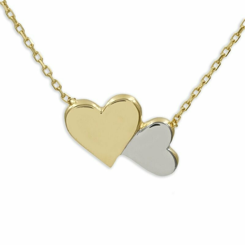 Bicolor Herzcollier in 333 Gold mit zwei Herzen Bicolor Herzcollier in 333 Gold mit zwei Herzen