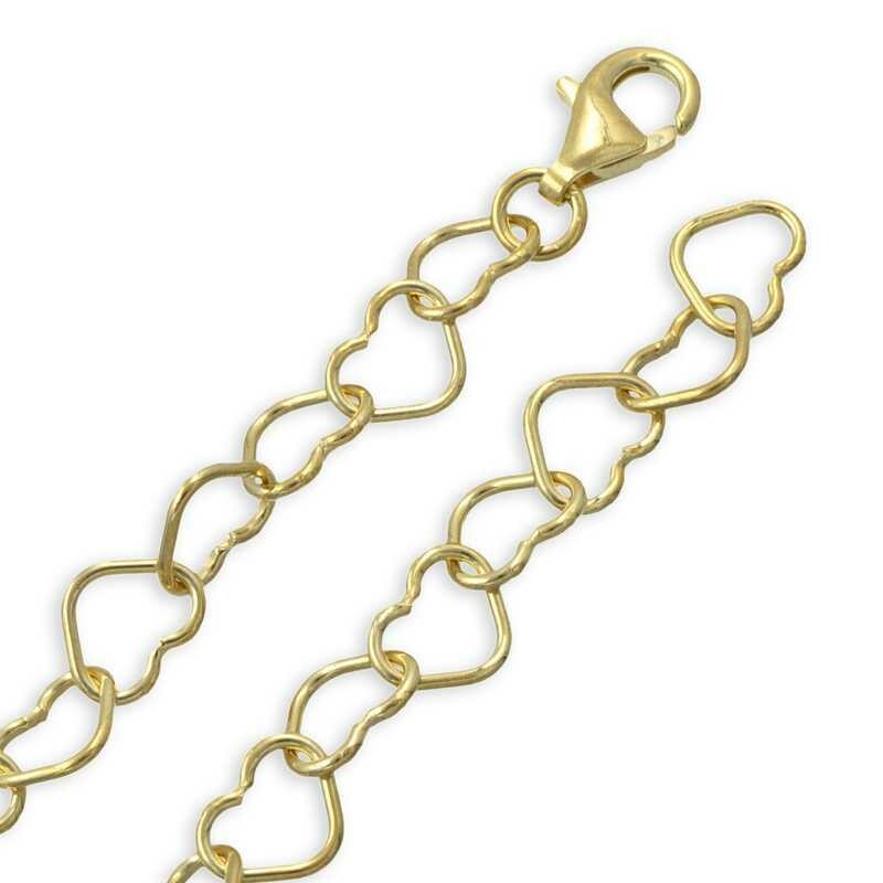 Kette aus Herz Glieder in 925 Silber vergoldet Kette aus Herz Glieder in 925 Silber vergoldet
