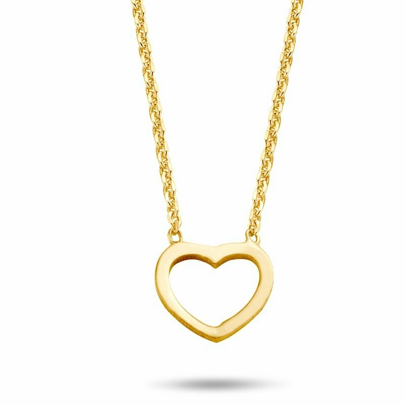 Glänzendes Herz Mittelteil Collier in 925 Silber 38 + 5 cm