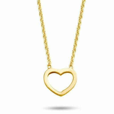 Glänzendes Herz Mittelteil Collier in 925 Silber 38 + 5 cm