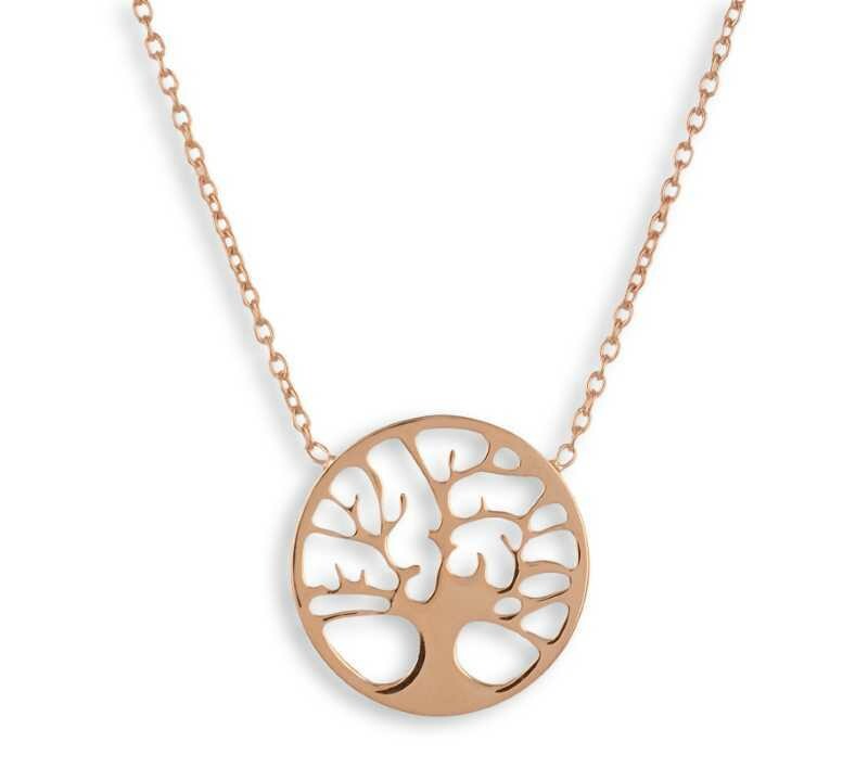 Lebensbaum Collier in 925 Silber rosé vergoldet