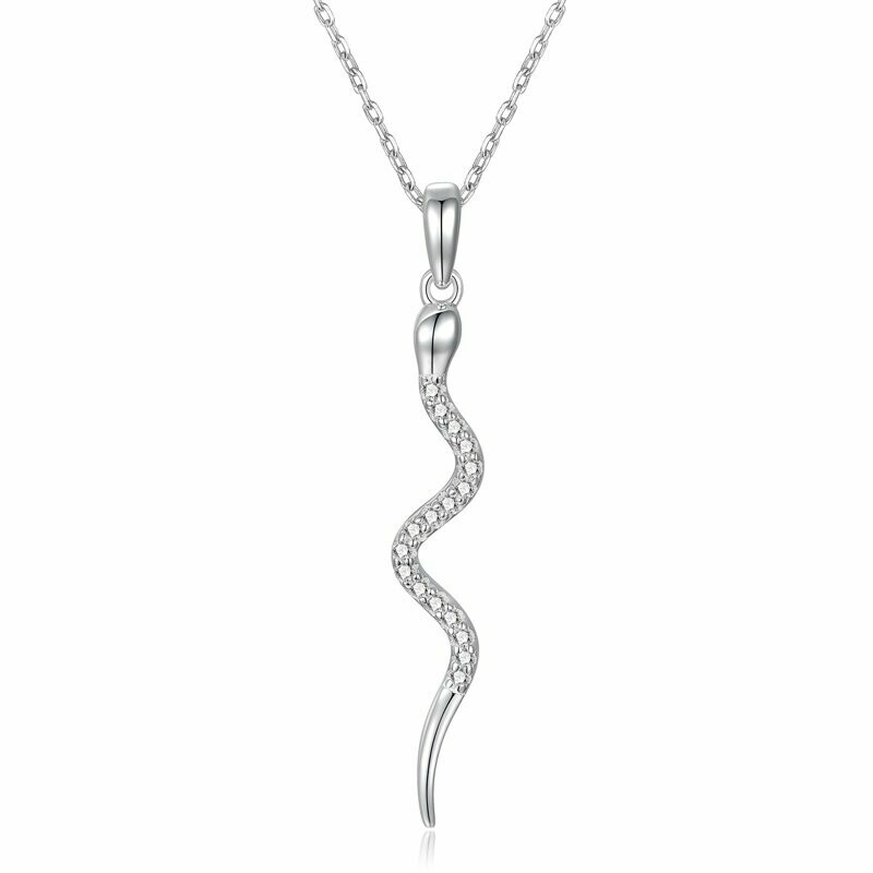 Großer Silber Schlangen Anhänger mit 17 Zirkonia