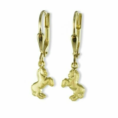 Pferdchen Ohrhänger in 333 Gold mattiertes Design