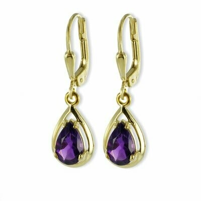 Amethyst Ohrringe als Ohrhänger in 333 Gold Tropfenform