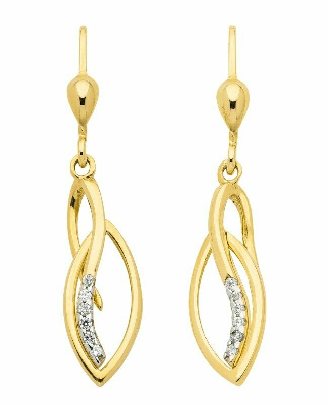 333 Gold Ohrhänger verschlungenes Design mit Zirkonia