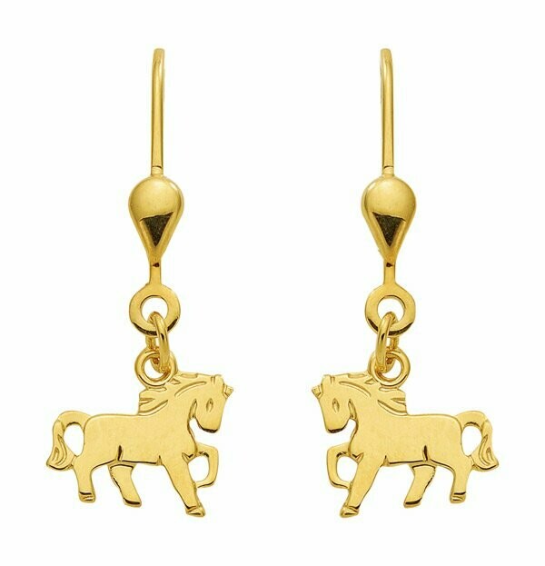 Pferdchen Ohrhänger in Gold