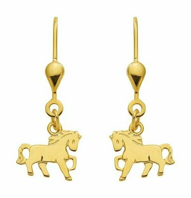 Pferdchen Ohrhänger in Gold