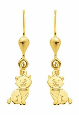 Kätzchen Ohrringe in Gold als Ohrhänger