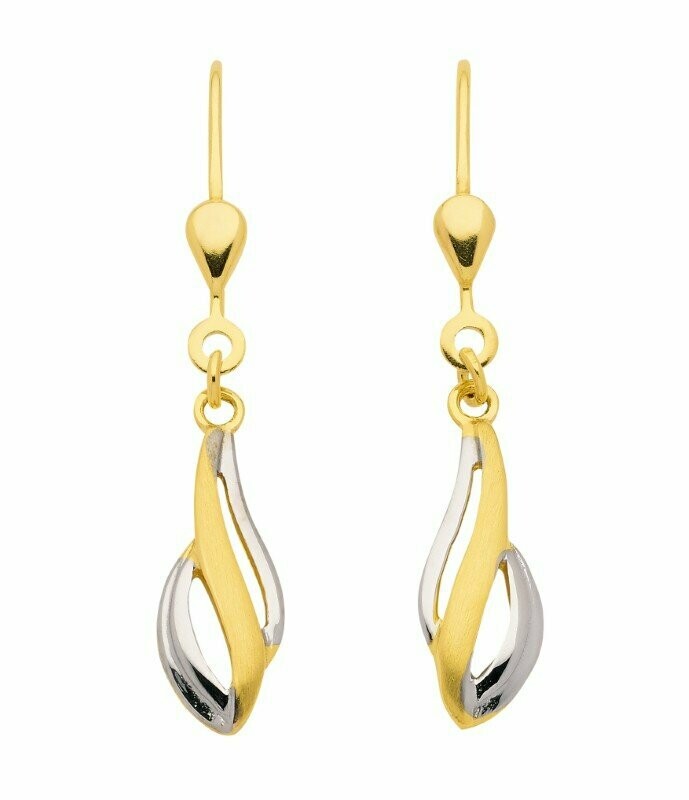 333 Gold Ohrhänger bicolor gedrehtes Design ohne Stein